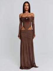 ANGELAE MAXI DRESS CHOCOLATE BROWN