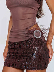 LYLA MINI DRESS CHOCOLATE