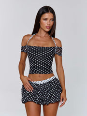 MARLOWE TOP BLACK POLKA DOT