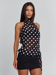 ORIANE MINI DRESS BLACK POLKA DOT