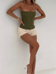 SOLA MESH CORSET TOP KHAKI