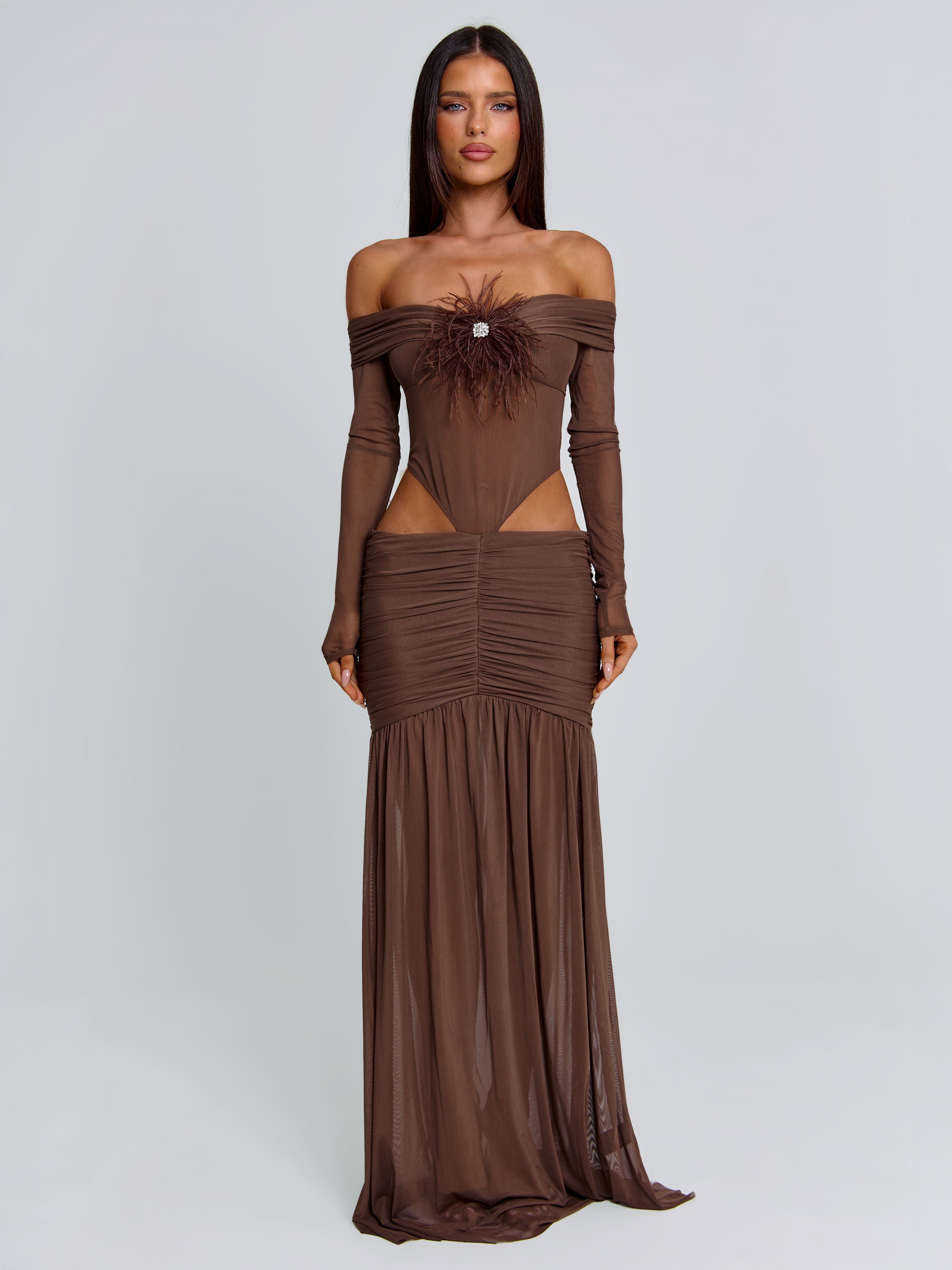 ANGELAE MAXI DRESS CHOCOLATE BROWN