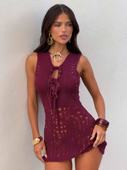 AURELIE MINI DRESS DEEP RED