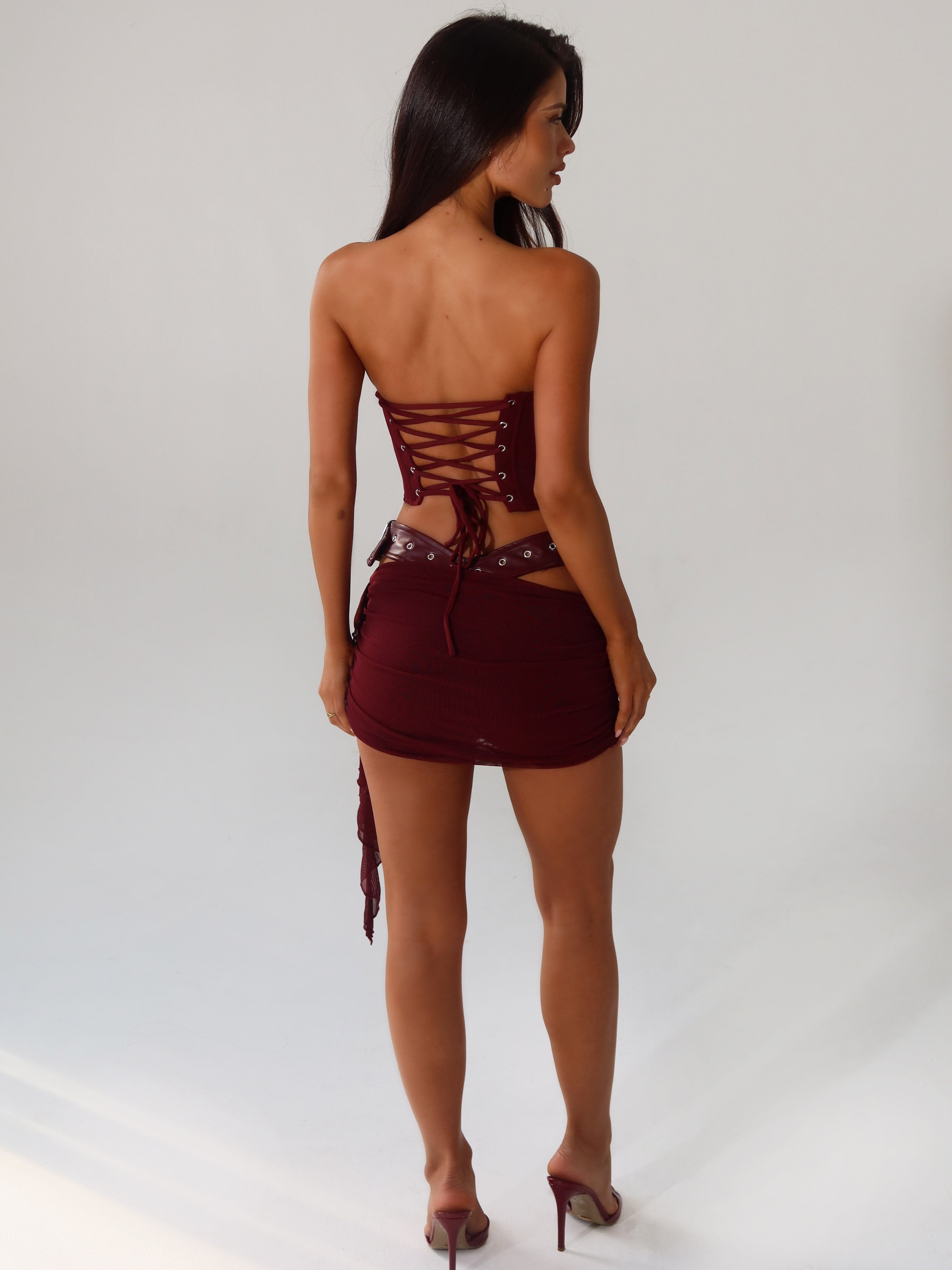 DESIREE MINI DRESS BURGUNDY