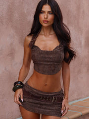 EVELA TOP DARK BROWN