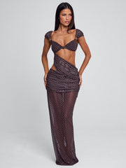 EULALIE MAXI DRESS BROWN POLKA DOT