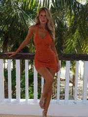 IGGY MINI DRESS RUST ORANGE