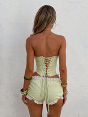 JUNNIE SHORT GREEN GINGHAM