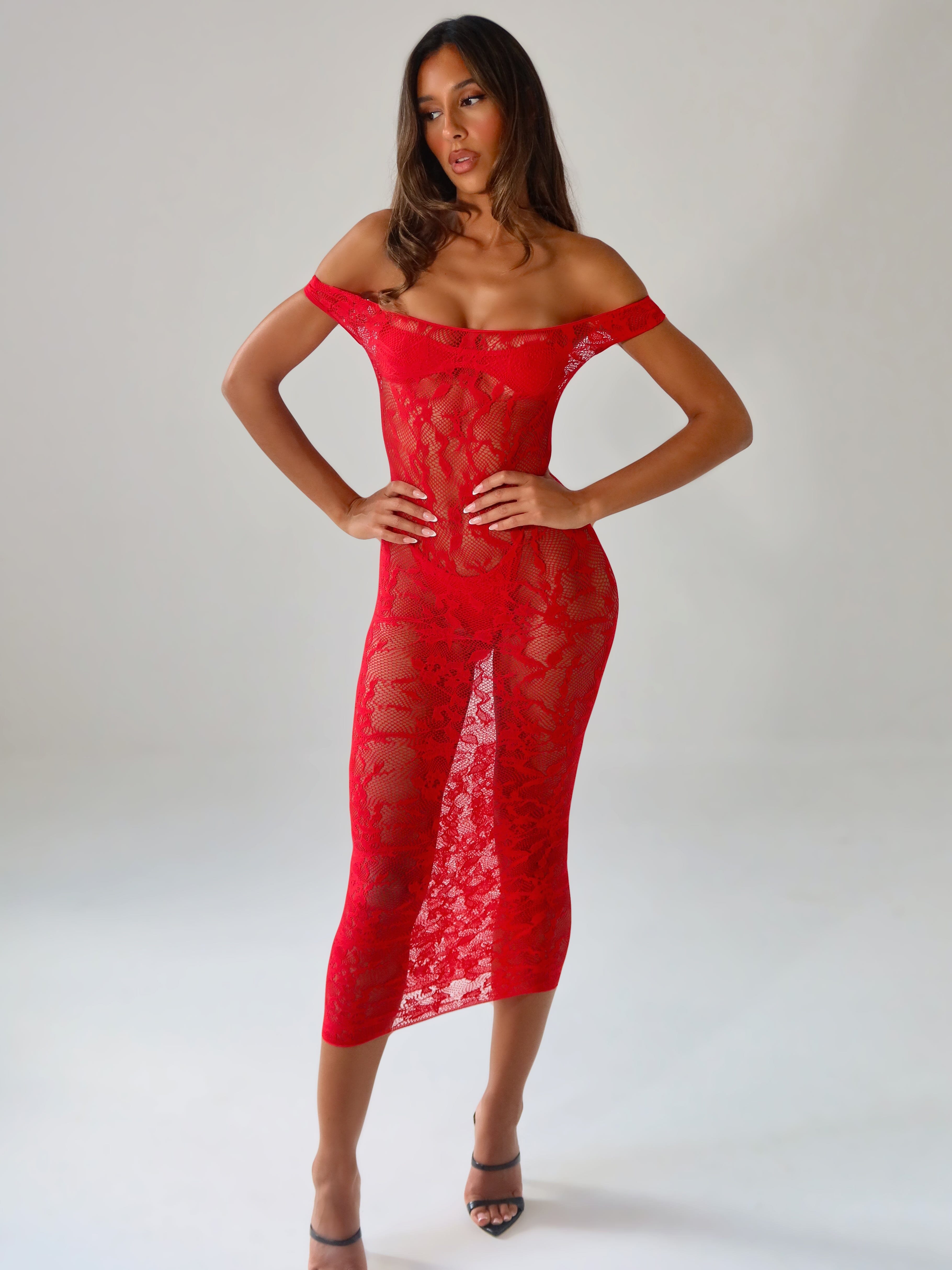 KAELIS MIDI DRESS RED