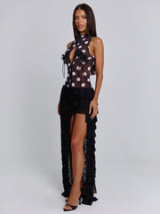 MAELIS MAXI DRESS BLACK POLKA DOT