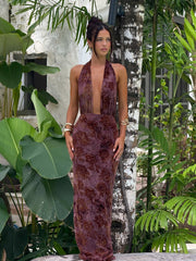TIANE MAXI DRESS BROWN MULTI